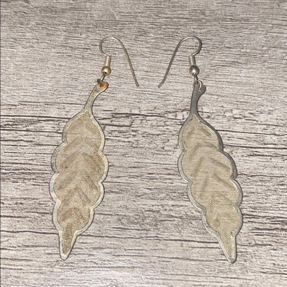 Vintage Silver Leaf Dangling Earrings